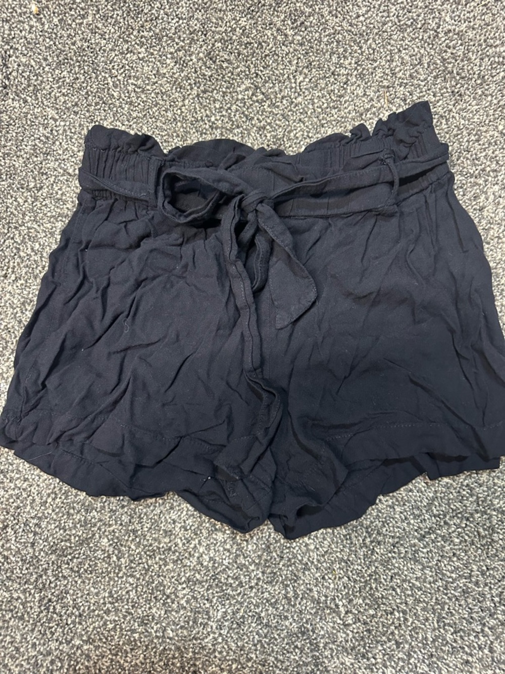 Charlotte Russe Black High-Waist Paperbag Tie Shorts